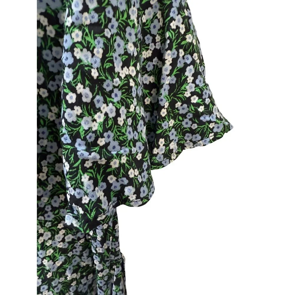 Floral Print New Look Mini Dress With Ruffle‎ Hem & Short Sleeves